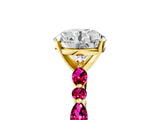 Yellow gold Round Cut Diamond Ring with Marquise and Round with Garnet side stone Side Stones and Four-Prong Setting_77