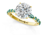 Yellow gold Round Cut Diamond Ring with Marquise and Round with Green Sapphire side stone Side Stones and Four-Prong Setting_25