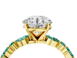 Yellow gold Round Cut Diamond Ring with Marquise and Round with Green Sapphire side stone Side Stones and Four-Prong Setting_28