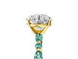 Yellow gold Round Cut Diamond Ring with Marquise and Round with Green Sapphire side stone Side Stones and Four-Prong Setting_29