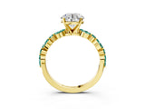 Yellow gold Round Cut Diamond Ring with Marquise and Round with Green Sapphire side stone Side Stones and Four-Prong Setting_33