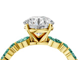 Yellow gold Round Cut Diamond Ring with Marquise and Round with Green Sapphire side stone Side Stones and Four-Prong Setting_34