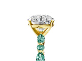 Yellow gold Round Cut Diamond Ring with Marquise and Round with Green Sapphire side stone Side Stones and Four-Prong Setting_35
