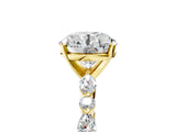Yellow gold Round Cut Diamond Ring with Marquise and Round with Moissanite side stone Side Stones and Four-Prong Setting_65
