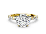 Yellow gold Round Cut Diamond Ring with Marquise and Round with Moissanite side stone Side Stones and Four-Prong Setting_72