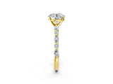 Yellow gold Round Cut Diamond Ring with Marquise and Round with Moissanite side stone Side Stones and Four-Prong Setting_74