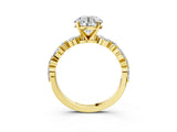 Yellow gold Round Cut Diamond Ring with Marquise and Round with Moissanite side stone Side Stones and Four-Prong Setting_75
