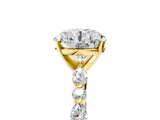 Yellow gold Round Cut Diamond Ring with Marquise and Round with Moissanite side stone Side Stones and Four-Prong Setting_77