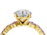 Yellow gold Round Cut Diamond Ring with Marquise and Round with Morganite side stone Side Stones and Four-Prong Setting_40