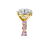 Yellow gold Round Cut Diamond Ring with Marquise and Round with Morganite side stone Side Stones and Four-Prong Setting_41