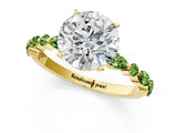 Yellow gold Round Cut Diamond Ring with Marquise and Round with Peridot side stone Side Stones and Four-Prong Setting_25
