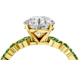 Yellow gold Round Cut Diamond Ring with Marquise and Round with Peridot side stone Side Stones and Four-Prong Setting_28