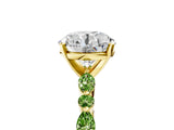 Yellow gold Round Cut Diamond Ring with Marquise and Round with Peridot side stone Side Stones and Four-Prong Setting_29
