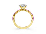 Yellow gold Round Cut Diamond Ring with Marquise and Round with Pink Sapphire side stone Side Stones and Four-Prong Setting_27