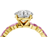Yellow gold Round Cut Diamond Ring with Marquise and Round with Pink Sapphire side stone Side Stones and Four-Prong Setting_36