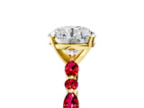 Yellow gold Round Cut Diamond Ring with Marquise and Round with Ruby side stone Side Stones and Four-Prong Setting_53