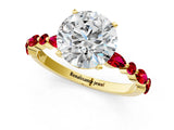 Yellow gold Round Cut Diamond Ring with Marquise and Round with Ruby side stone Side Stones and Four-Prong Setting_61