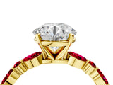 Yellow gold Round Cut Diamond Ring with Marquise and Round with Ruby side stone Side Stones and Four-Prong Setting_64