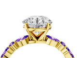 Yellow gold Round Cut Diamond Ring with Marquise and Round with Tanzanite side stone Side Stones and Four-Prong Setting_16