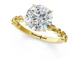 Yellow gold Round Cut Diamond Ring with Marquise and Round with Yellow Sapphire side stone Side Stones and Four-Prong Setting_37