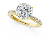 Yellow gold Round Cut Diamond Ring with Pavé Band and Four-Prong Setting_56
