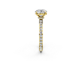 Yellow gold Round Cut Diamond Ring with Pavé Band and Four-Prong Setting_57