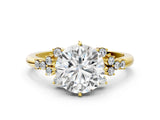 Yellow gold Round Cut Diamond Ring with Side Stones and Four-Prong Setting_104