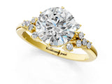 Yellow gold Round Cut Diamond Ring with Side Stones and Four-Prong Setting_105