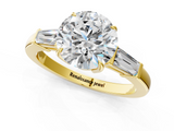 Yellow gold Round Cut Diamond Ring with Tapered Baguette Side Stones in Four-Prong Setting_16