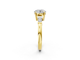 Yellow gold Round Cut Diamond Ring with Tapered Baguette Side Stones in Four-Prong Setting_17