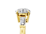 Yellow gold Round Cut Diamond Ring with Tapered Baguette Side Stones in Four-Prong Setting_20