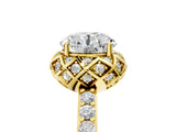 Yellow gold Round Cut Diamond Scalloped Halo Engagement Ring with Round Shared Prong Band_17