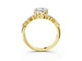 Yellow gold Round Cut Diamond Scattered Round Accent Ring with Prong Setting_15