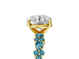 Yellow gold Round Cut Diamond Side Stone Solitaire Ring with Round with Blue Topaz side stone and Four-Prong Setting_5