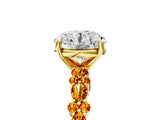 Yellow gold Round Cut Diamond Side Stone Solitaire Ring with Round with Citrine side stone and Four-Prong Setting_5