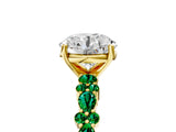 Yellow gold Round Cut Diamond Side Stone Solitaire Ring with Round with Emerald side stone and Four-Prong Setting_5