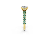 Yellow gold Round Cut Diamond Side Stone Solitaire Ring with Round with Green Sapphire side stone and Four-Prong Setting_2