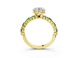 Yellow gold Round Cut Diamond Side Stone Solitaire Ring with Round with Green Sapphire side stone and Four-Prong Setting_3