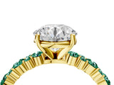 Yellow gold Round Cut Diamond Side Stone Solitaire Ring with Round with Green Sapphire side stone and Four-Prong Setting_4