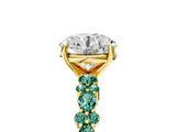 Yellow gold Round Cut Diamond Side Stone Solitaire Ring with Round with Green Sapphire side stone and Four-Prong Setting_5