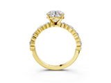 Yellow gold Round Cut Diamond Side Stone Solitaire Ring with Round with Moissanite side stone and Four-Prong Setting_3