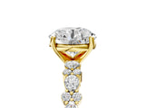 Yellow gold Round Cut Diamond Side Stone Solitaire Ring with Round with Moissanite side stone and Four-Prong Setting_5