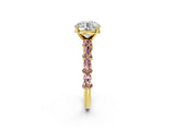 Yellow gold Round Cut Diamond Side Stone Solitaire Ring with Round with Morganite side stone and Four-Prong Setting_2