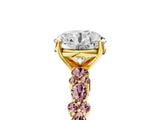 Yellow gold Round Cut Diamond Side Stone Solitaire Ring with Round with Morganite side stone and Four-Prong Setting_5