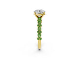 Yellow gold Round Cut Diamond Side Stone Solitaire Ring with Round with Peridot side stone and Four-Prong Setting_2