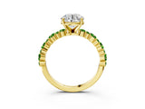 Yellow gold Round Cut Diamond Side Stone Solitaire Ring with Round with Peridot side stone and Four-Prong Setting_3