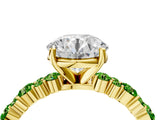 Yellow gold Round Cut Diamond Side Stone Solitaire Ring with Round with Peridot side stone and Four-Prong Setting_4