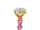 Yellow gold Round Cut Diamond Side Stone Solitaire Ring with Round with Pink Sapphire side stone and Four-Prong Setting_5