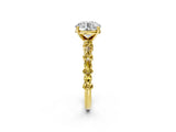 Yellow gold Round Cut Diamond Side Stone Solitaire Ring with Round with Yellow Sapphire side stone and Four-Prong Setting_2