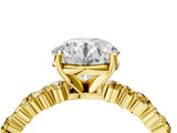 Yellow gold Round Cut Diamond Side Stone Solitaire Ring with Round with Yellow Sapphire side stone and Four-Prong Setting_4